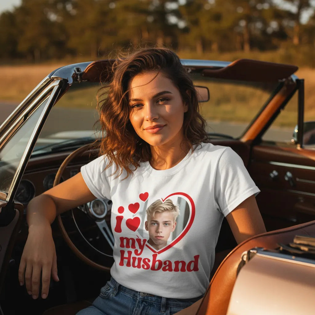 Koszulka I Love My Husband z Twoim Zdjęciem