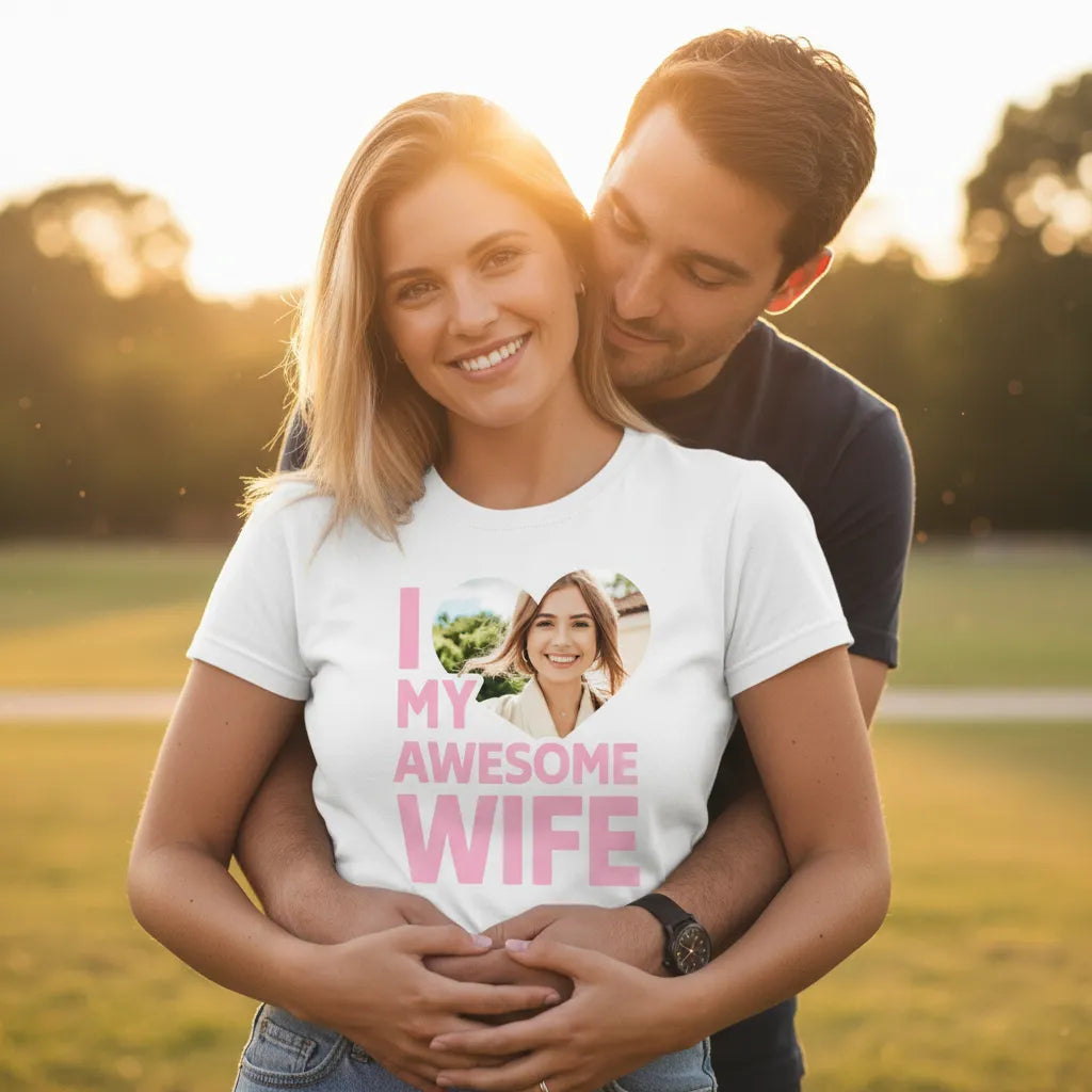 Koszulka I Love My Wife z Twoim Zdjęciem