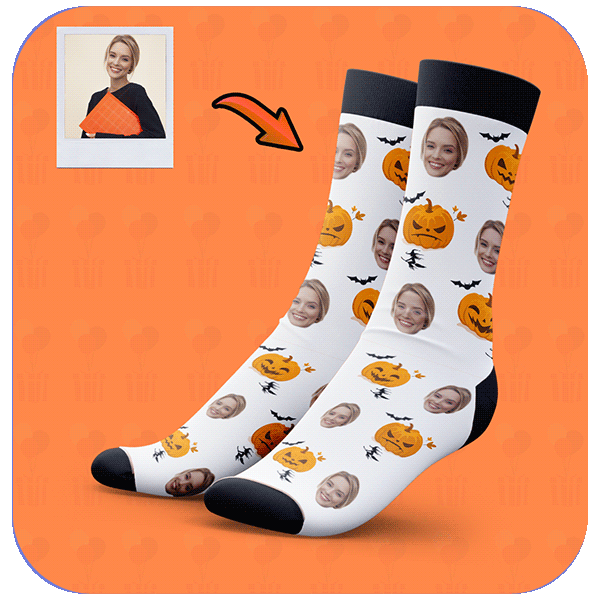 Śmieszne Skarpetki z Twarzą Halloween