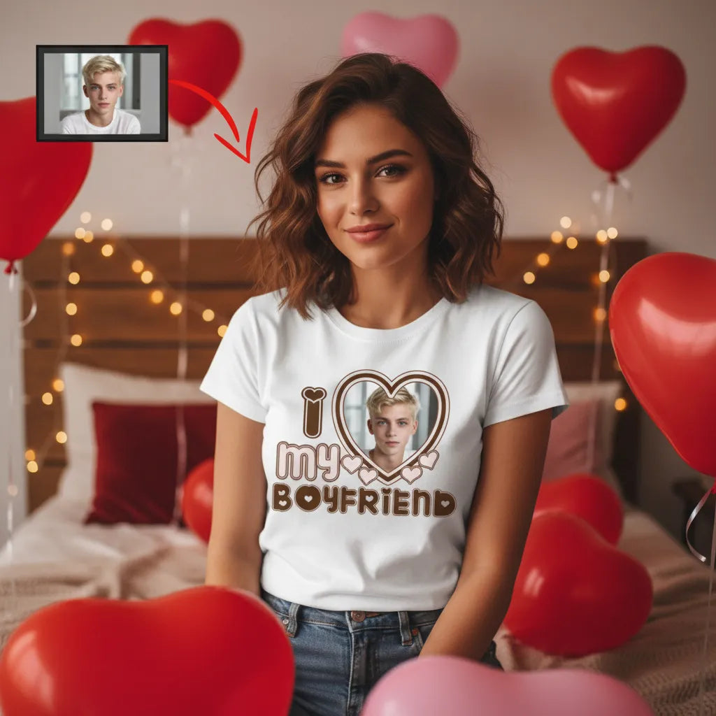 Koszulka ze zdjęciem I Love My Boyfriend