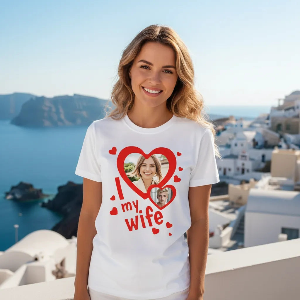 Koszulka I Love My Wife z Zdjęciem Twojej Żony