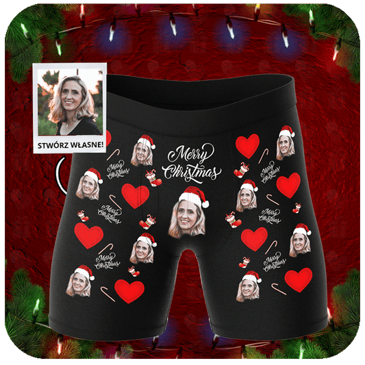 Bokserki z Twarzą Merry Christmas