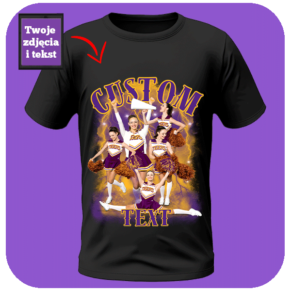 Koszulka Vintage Bootleg ze Zdjęciami i Tekstem - Cheerleading Edition