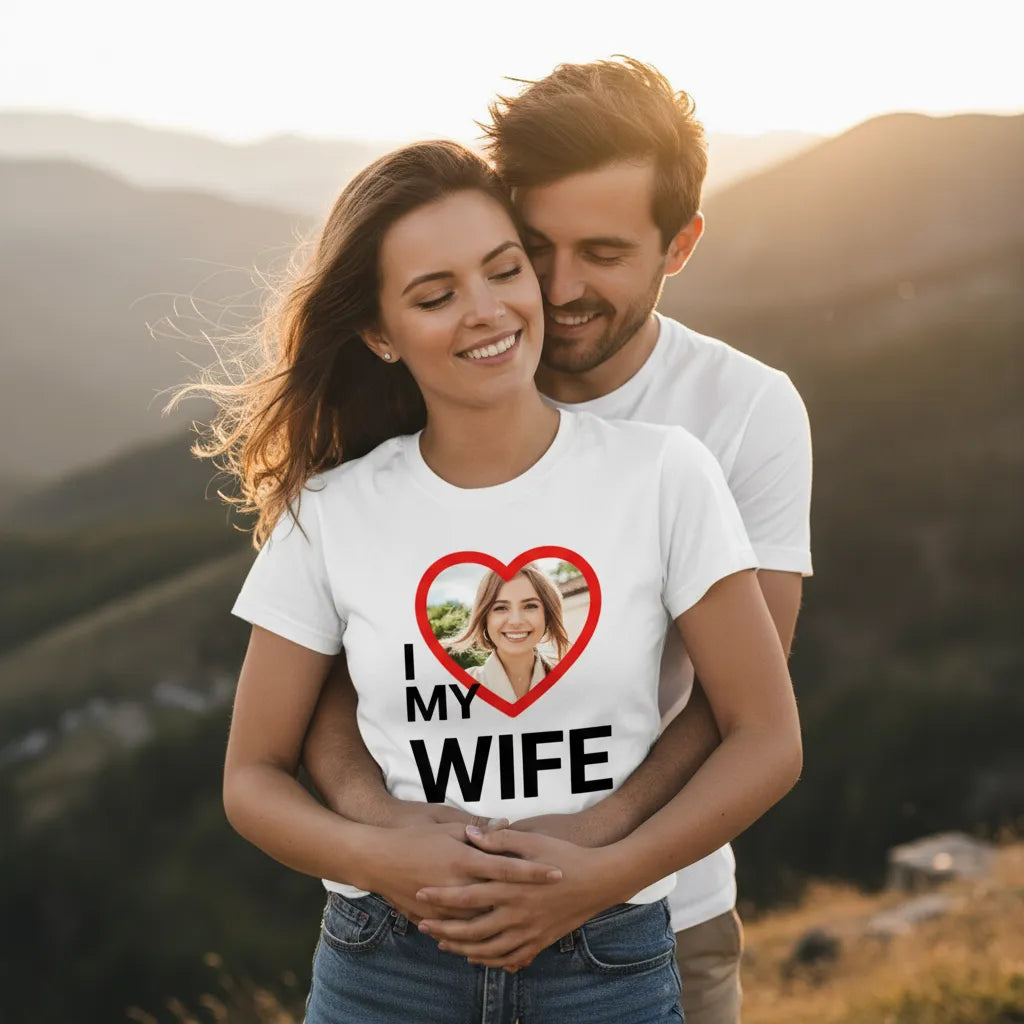 Koszulka I Love My Wife ze Spersonalizowanym Zdjęciem