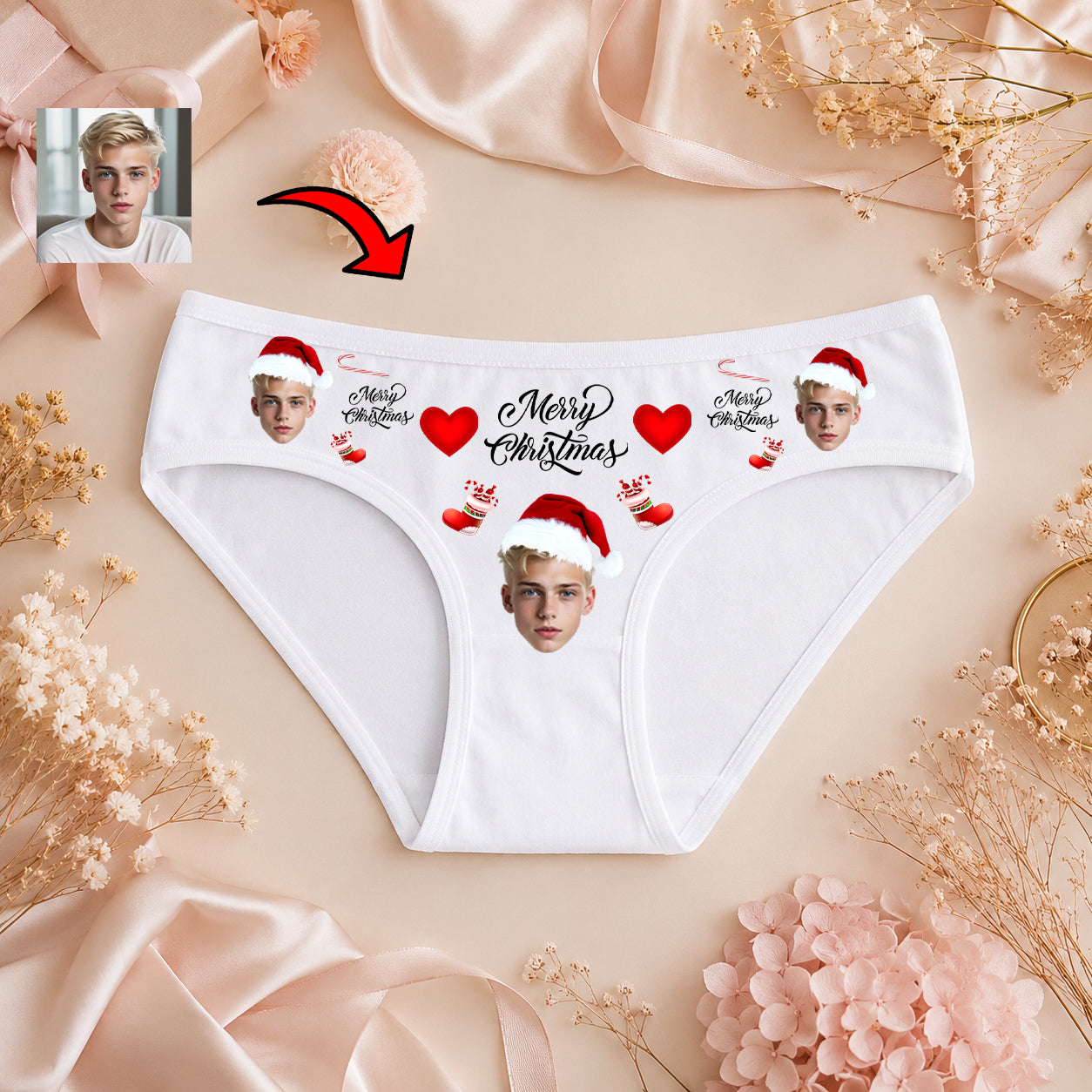 Majtki z Twarzą Merry Christmas