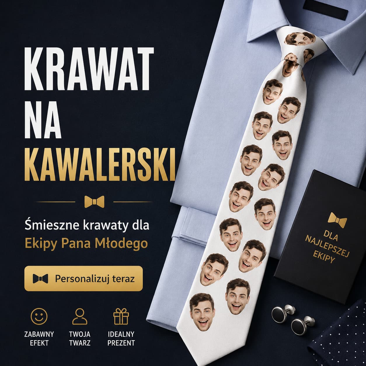 Krawat męski z nadrukiem