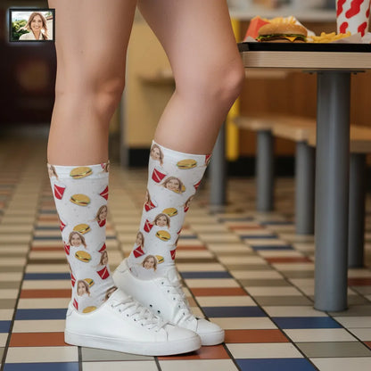 Śmieszne Skarpetki z Twarzą Hamburger