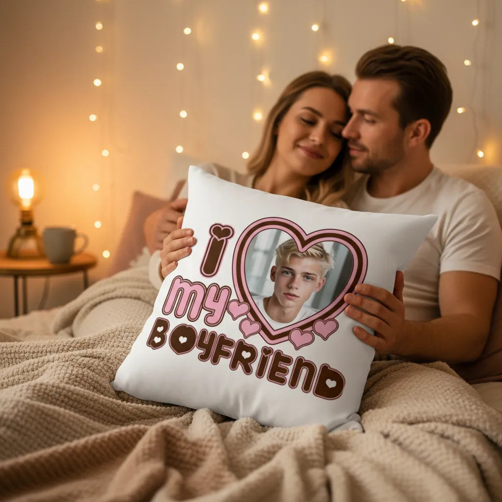 Poduszka ze zdjęciem I Love My Boyfriend