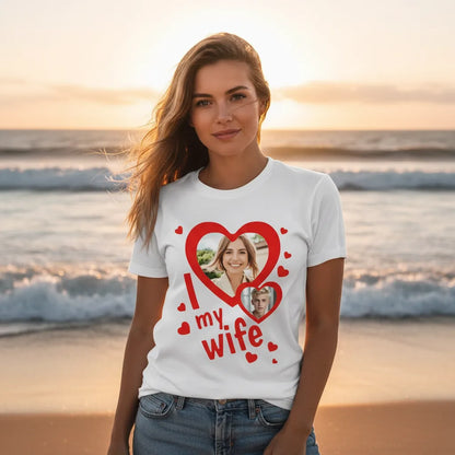 Koszulka I Love My Wife z Zdjęciem Twojej Żony