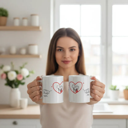 Kubek dla Par z Imionami i Sercem Personalizowany