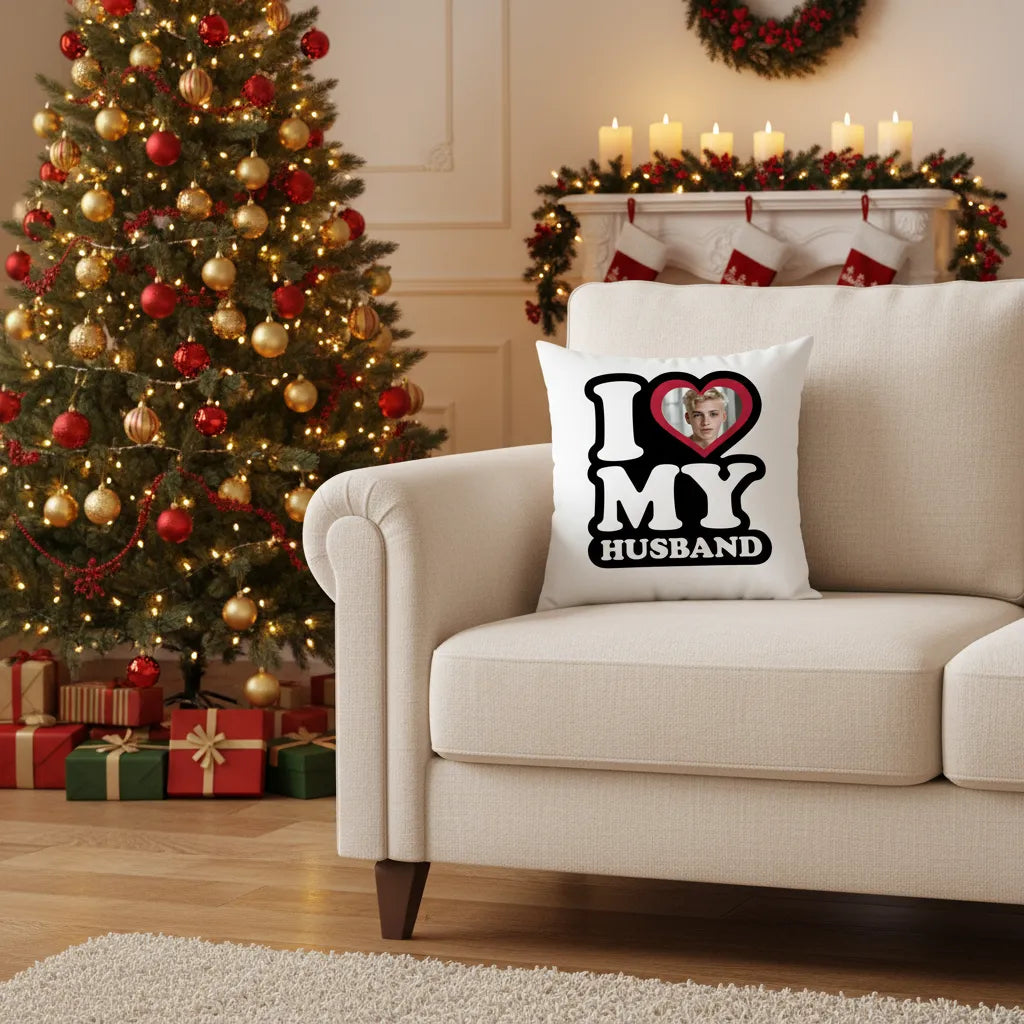 Poduszka I Love My Husband z Twoim Zdjęciem