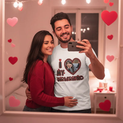 Personalizowana Koszulka I Love My Girlfriend ze zdjęciem
