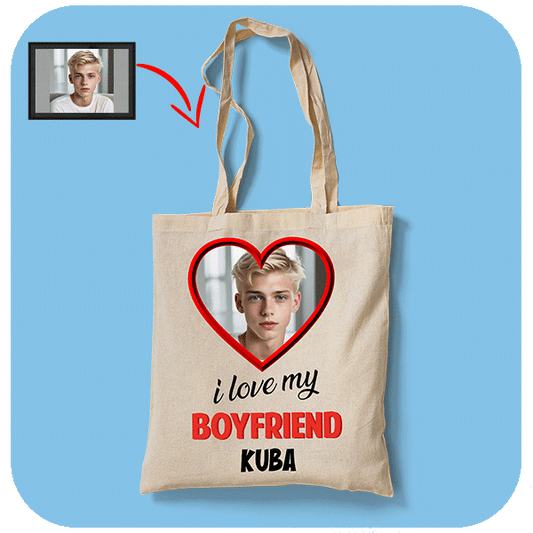 Torba I Love My Boyfriend z imieniem i zdjęciem