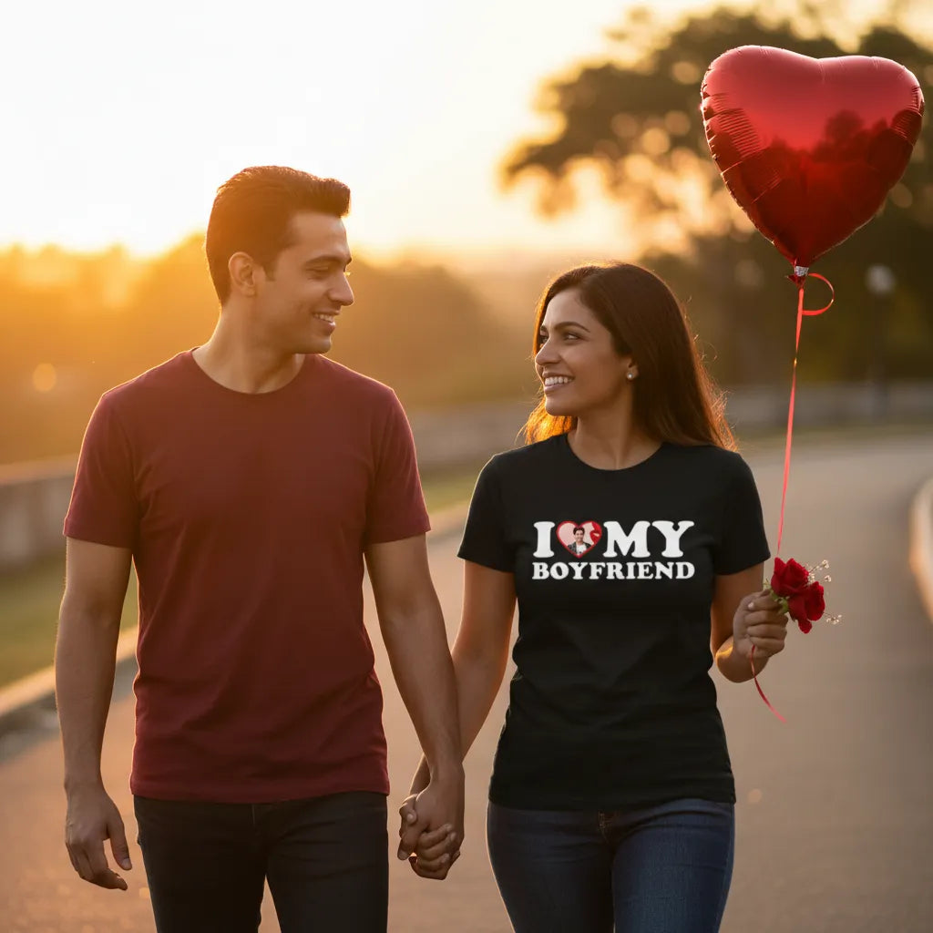 Koszulka I Love My Boyfriend z Własnym Zdjęciem