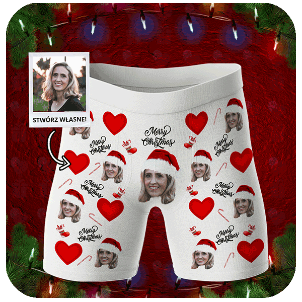 Bokserki z Twarzą Merry Christmas