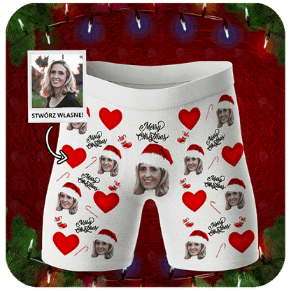 Bokserki z Twarzą Merry Christmas