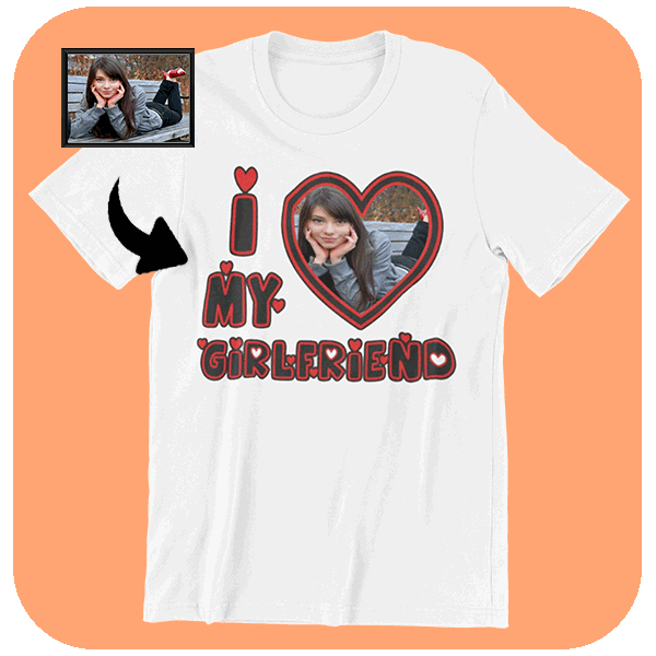 Personalizowana Koszulka I Love My Girlfriend ze zdjęciem