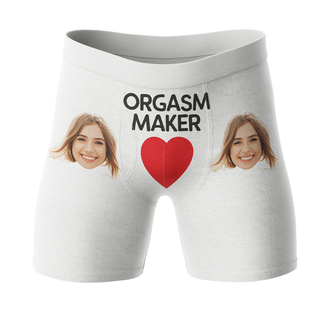 Bokserki z twarzą Orgasm Maker | Śmieszne personalizowane bokserki dla mężczyzny