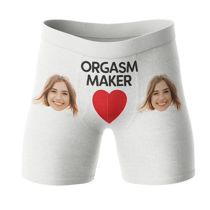 Bokserki z twarzą Orgasm Maker | Śmieszne personalizowane bokserki dla mężczyzny