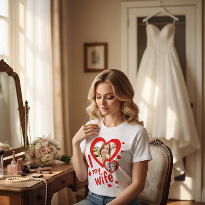 Koszulka I Love My Wife z Zdjęciem Twojej Żony