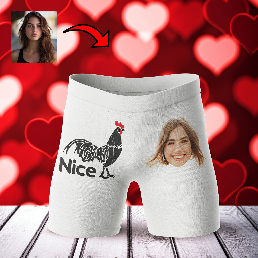 Bokserki z twarzą Niezły Kogut | Śmieszne personalizowane bokserki dla chłopaka