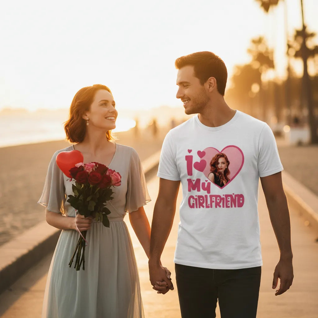 Koszulka I Love My Girlfriend ze zdjęciem dziewczyny