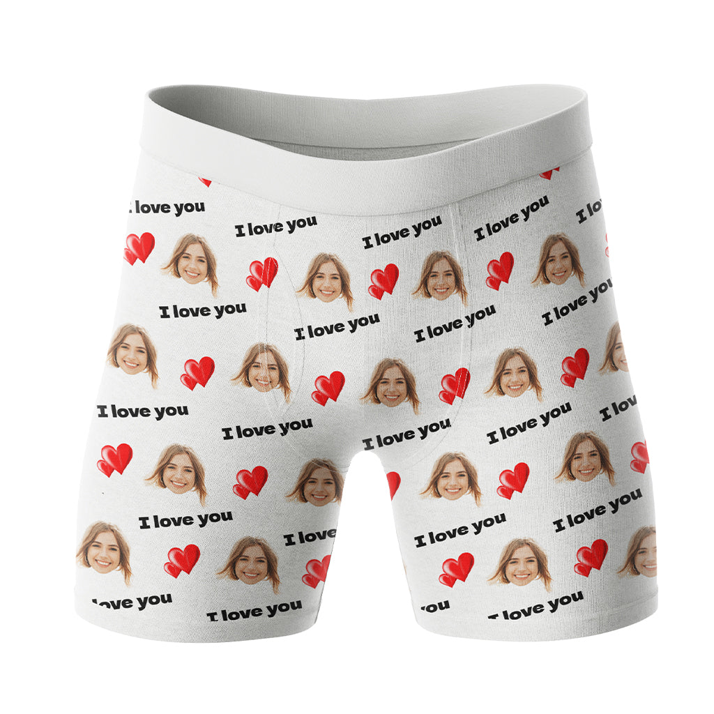 Bokserki z twarzą I Love You | Personalizowane bokserki dla mężczyzny