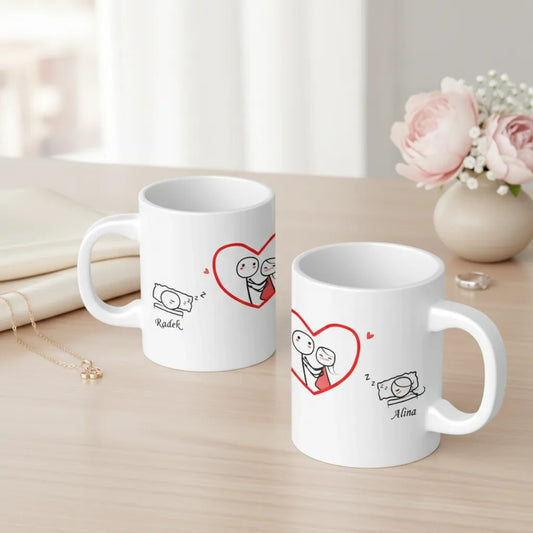 Kubek dla Par z Imionami i Sercem Personalizowany