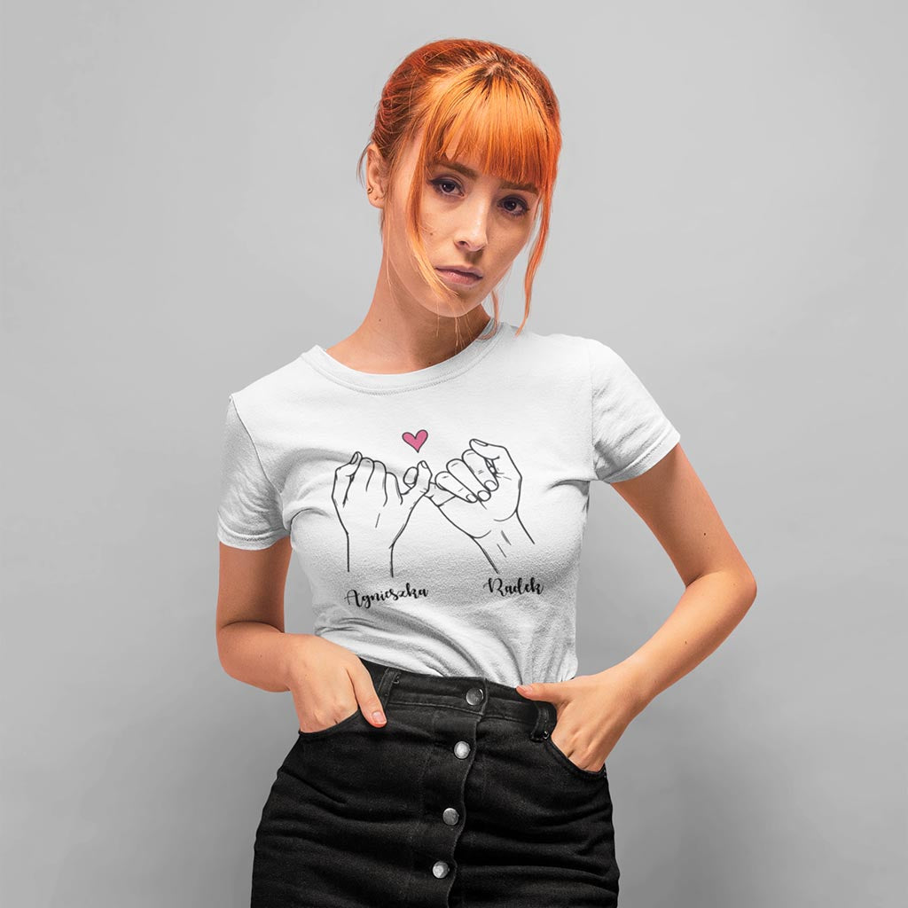 Koszulka dla par - Dłonie z imieniem - Prezent na Rocznice