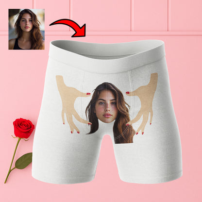 Bokserki z twarzą Dłonie | Personalizowane bokserki dla mężczyzny z nadrukiem