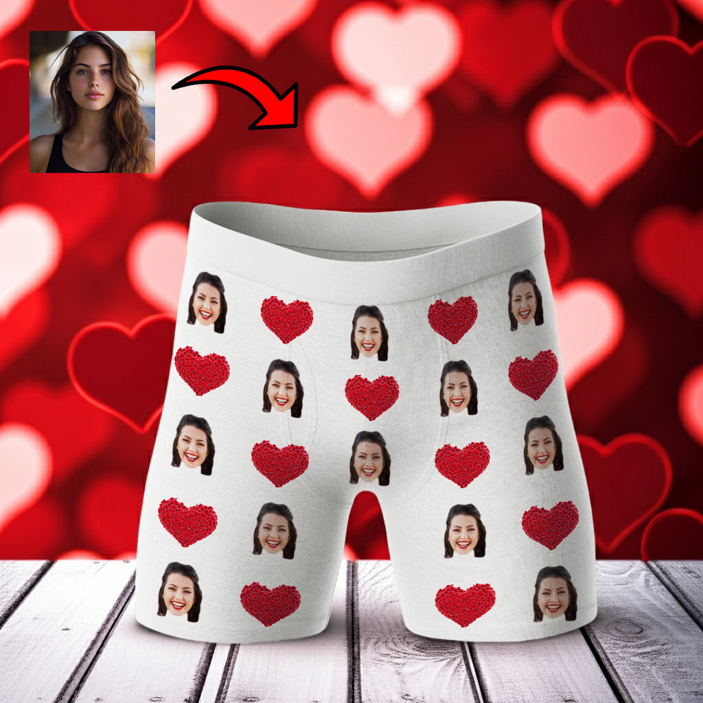 bokserki z twarza serca