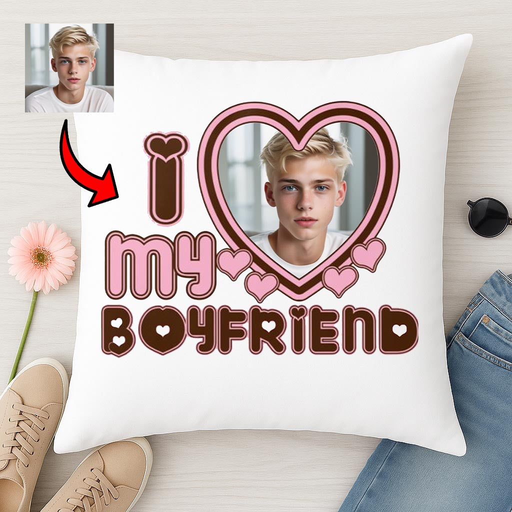 Poduszka ze zdjęciem I Love My Boyfriend