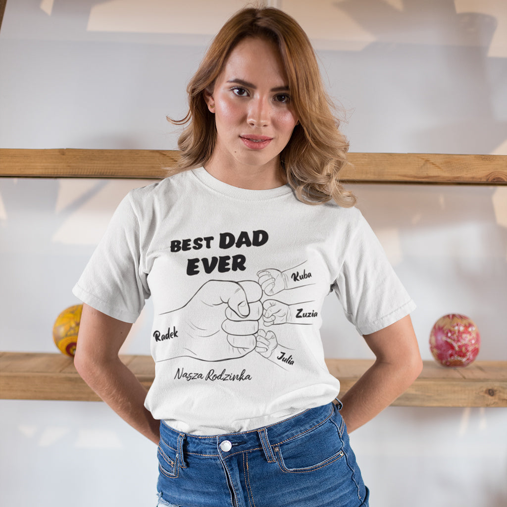 Koszulka dla Taty z Imionami Dzieci – Prezent na Dzień Taty | Wyjątkowy Prezent dla Taty na Urodziny i Święta
