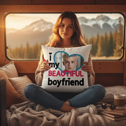 Poduszka ze zdjęciem I Love My Beautiful Boyfriend