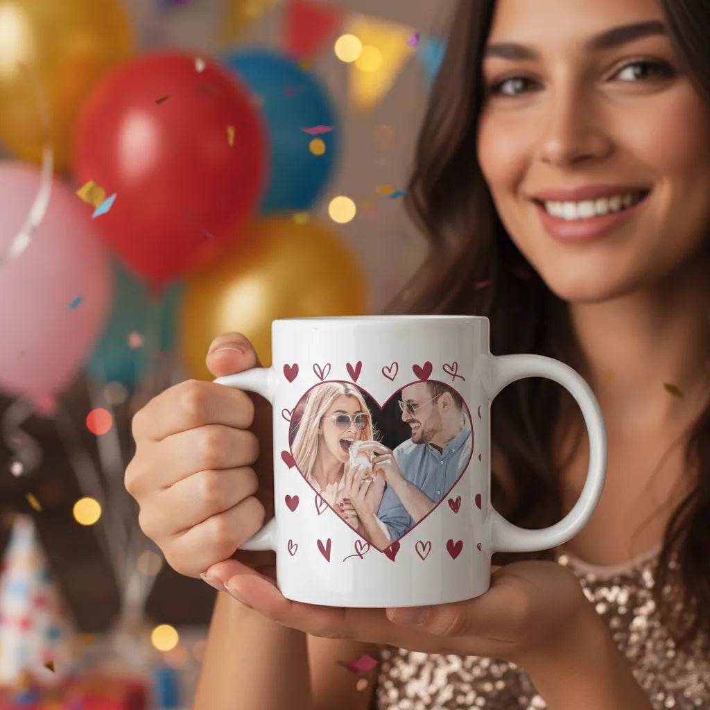 Kubek ze Zdjęciem w Sercu Personalizowany Prezent