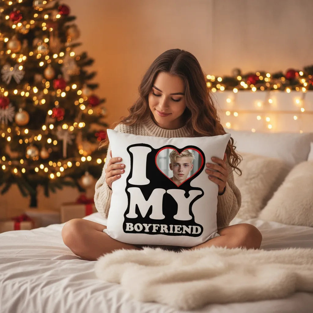 Poduszka z własnym nadrukiem I love my Boyfriend
