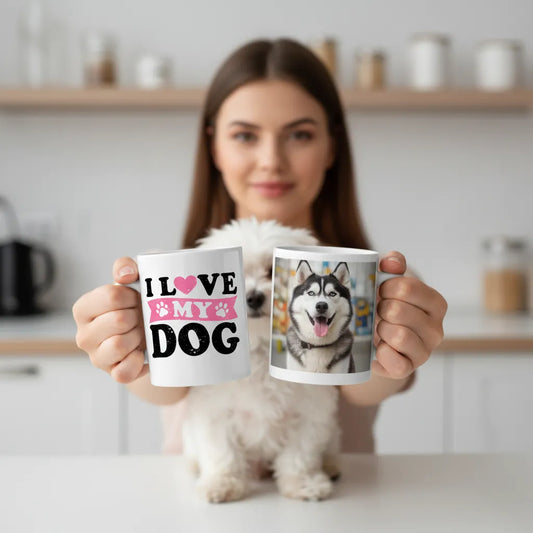 Kubek ze Zdjęciem Psa z Łapkami Personalizowany
