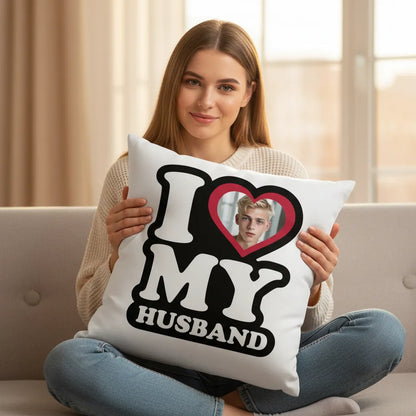 Poduszka I Love My Husband z Twoim Zdjęciem
