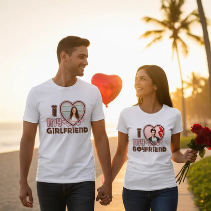 Koszulka I Love My Boyfriend z Twoim Zdjęciem