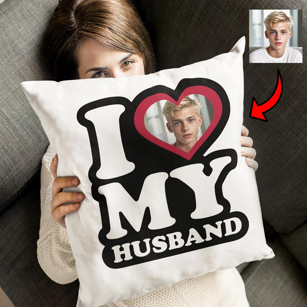 Poduszka I Love My Husband z Twoim Zdjęciem