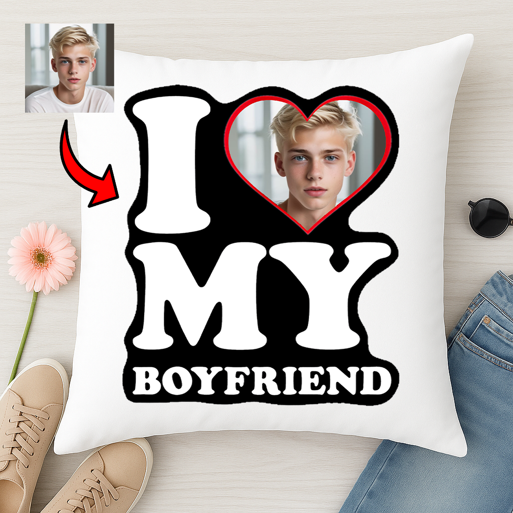 Poduszka z własnym nadrukiem I love my Boyfriend