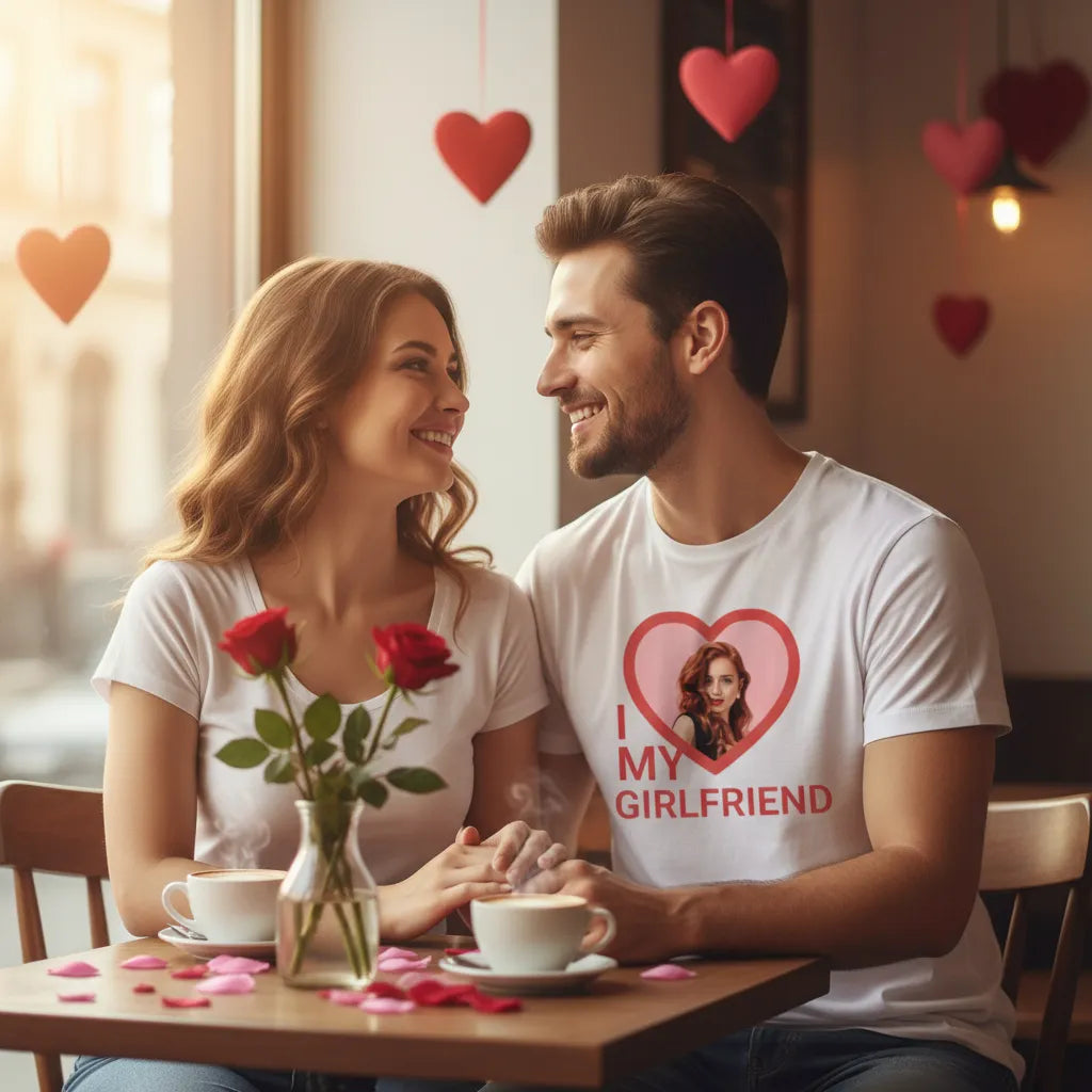 Koszulka I Love My Girlfriend ze zdjęciem w serca