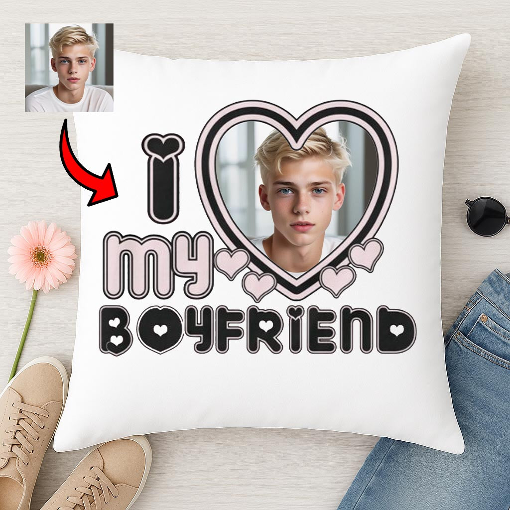 Poduszka ze zdjęciem I Love My Boyfriend