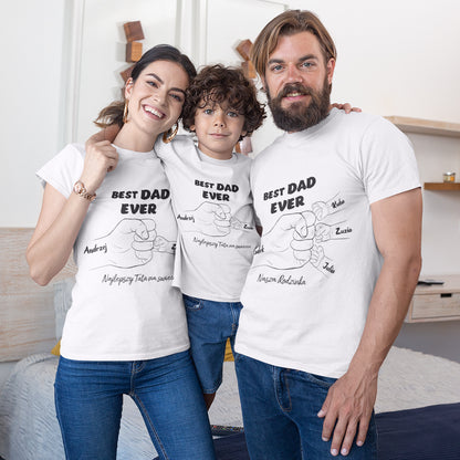 Koszulka dla Taty z Imionami Dzieci – Prezent na Dzień Taty | Wyjątkowy Prezent dla Taty na Urodziny i Święta