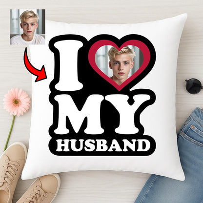 Poduszka I Love My Husband z Twoim Zdjęciem