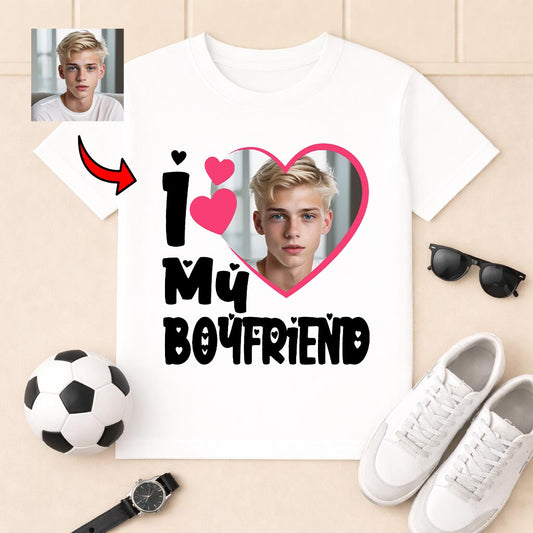 Koszulka I Love My Boyfriend z imieniem i zdjęciem