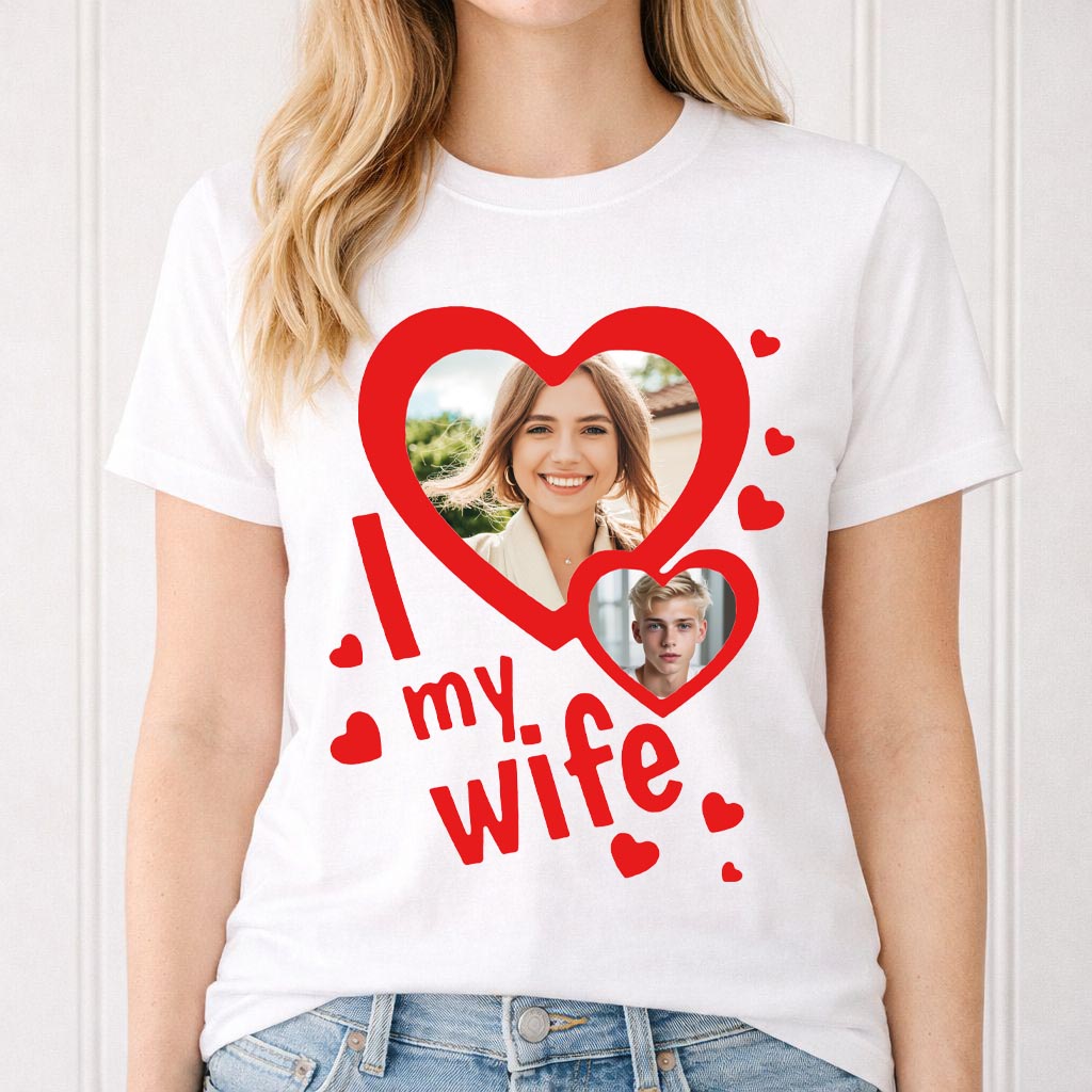 Koszulka I Love My Wife z Zdjęciem Twojej Żony