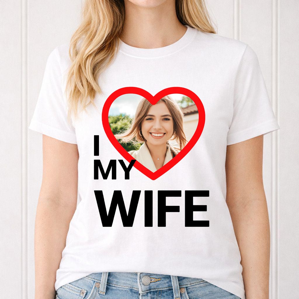 Koszulka I Love My Wife ze Spersonalizowanym Zdjęciem