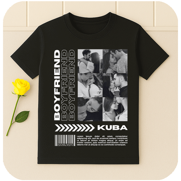 Koszulka z własnym zdjęciem | Personalizowana koszulka Boyfriend dla dziewczyny