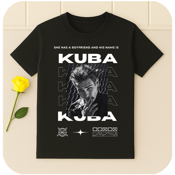 Koszulka dla dziewczyny z napisem | Personalizowana koszulka ze zdjęciem chłopaka